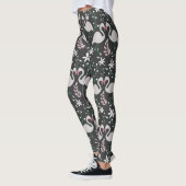 Flamingo naadloos patroonwit op donkere achtergron leggings (Links)