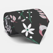 Flamingo naadloos patroonwit op donkere achtergron stropdas (Opgerold)