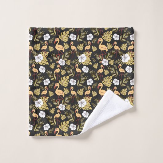 Flamingo naadloze gele en witte bloemen bad handdoek (Wasdoekje)