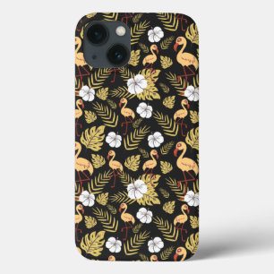 Flamingo naadloze gele en witte bloemen Case-Mate iPhone case