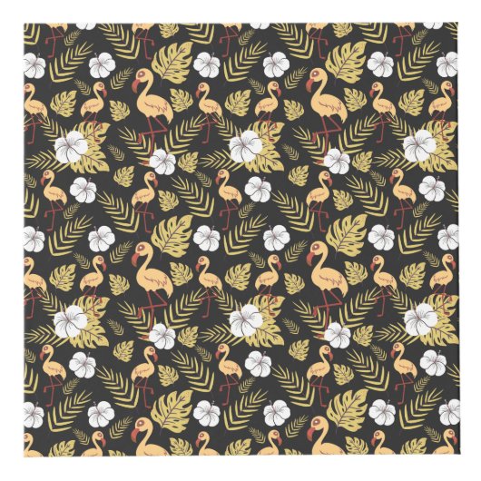 Flamingo naadloze gele en witte bloemen kubus (Rechts)