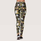 Flamingo naadloze gele en witte bloemen leggings (Achterkant)