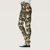 Flamingo naadloze gele en witte bloemen leggings (Links)