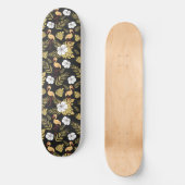 Flamingo naadloze gele en witte bloemen persoonlijk skateboard (Voorkant)
