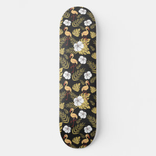 Flamingo naadloze gele en witte bloemen persoonlijk skateboard