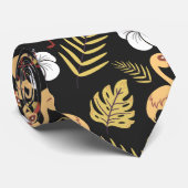 Flamingo naadloze gele en witte bloemen stropdas (Opgerold)