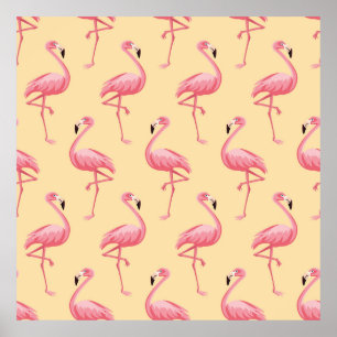 Flamingo naadloze patroonachtergrond. Roze vlammen Poster