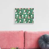 Flamingo naadloze patroonroze op groene achtergron canvas afdruk (Insitu (Woonkamer))