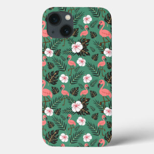 Flamingo naadloze patroonroze op groene achtergron Case-Mate iPhone case