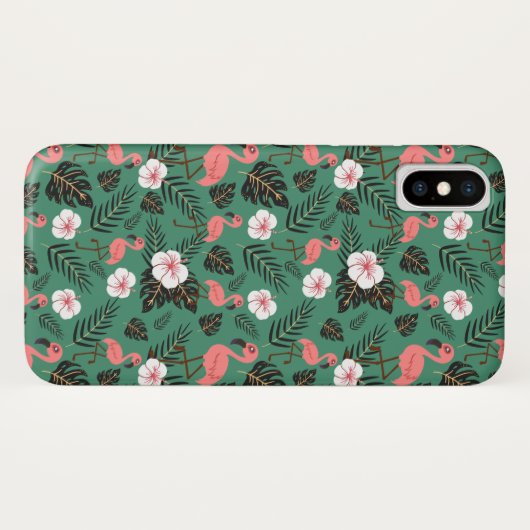 Flamingo naadloze patroonroze op groene achtergron Case-Mate iPhone case (Achterkant (horizontaal))