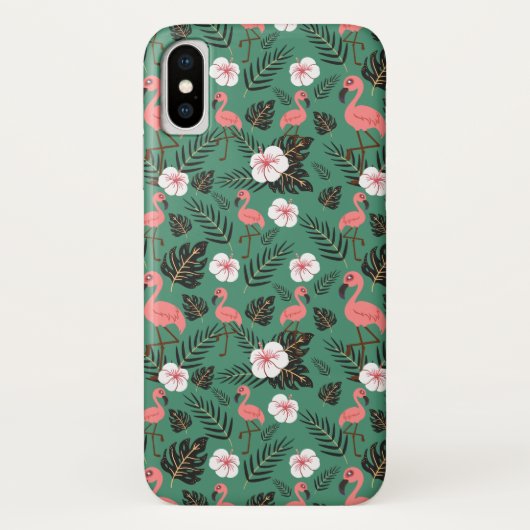 Flamingo naadloze patroonroze op groene achtergron Case-Mate iPhone case (Achterkant)