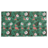 Flamingo naadloze patroonroze op groene achtergron kussensloop (Voorkant-Rechts)