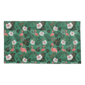 Flamingo naadloze patroonroze op groene achtergron kussensloop (Achterkant-Links)