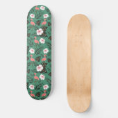 Flamingo naadloze patroonroze op groene achtergron persoonlijk skateboard (Voorkant)