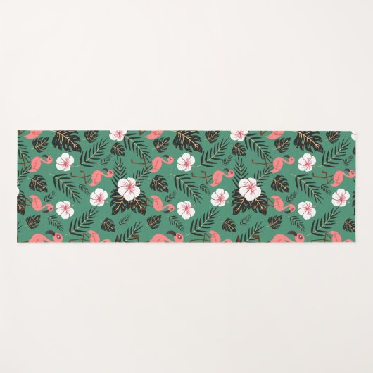 Flamingo naadloze patroonroze op groene achtergron yogamat (Voorkant (horizontaal))