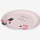 Flamingo Naam Bruiloft Papieren Bordje (Gekanteld)