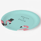Flamingo Naam Bruiloft Papieren Bordje (Gekanteld)