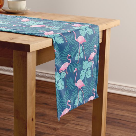 Flamingo Navy Blue Lange Tafelloper (Voorbeeld)