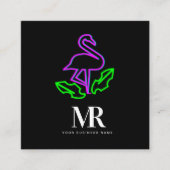 Flamingo Neon Lighting Business Branding Vierkante Visitekaartje (Voorkant)