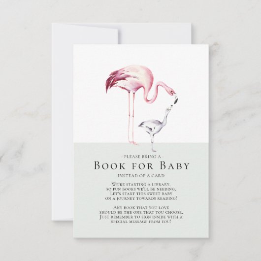 Flamingo Neutraal Baby shower Boek voor Baby Kaart (Voorkant)