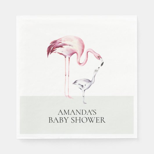 Flamingo Neutraal Baby shower Papieren servetten (Voorkant)