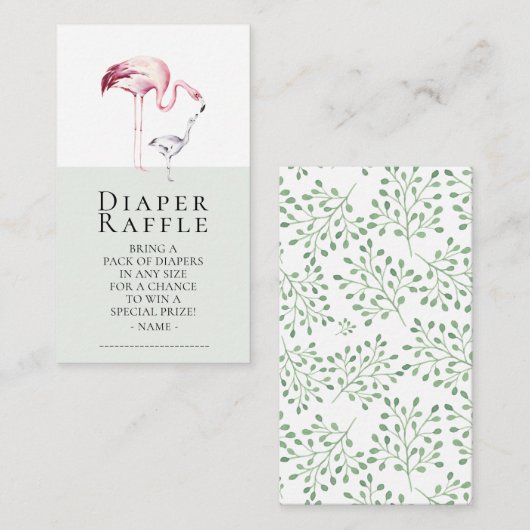Flamingo Neutral Baby shower Luier Raffle Ticket Informatiekaartje (Voorkant / Achterkant)