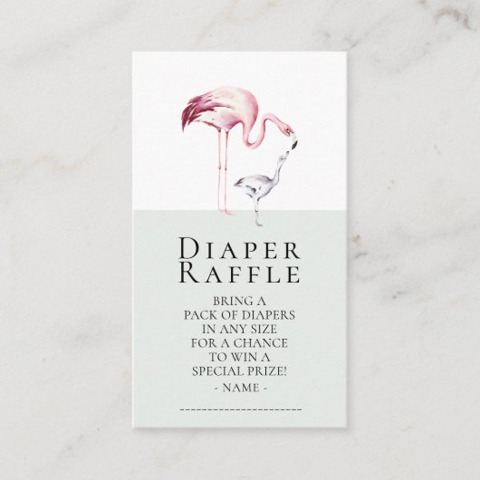 Flamingo Neutral Baby shower Luier Raffle Ticket Informatiekaartje (Voorkant)