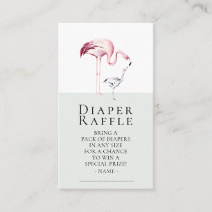 Flamingo Neutral Baby shower Luier Raffle Ticket Informatiekaartje
