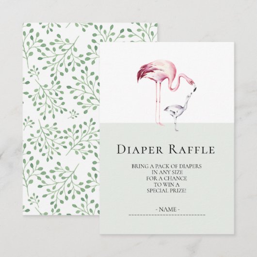 Flamingo Neutral Baby shower Luier Raffle Ticket Kaart (Voorkant / Achterkant)