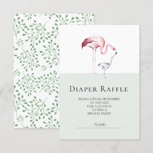 Flamingo Neutral Baby shower Luier Raffle Ticket Kaart