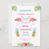 Flamingo nodigt ananas tropische Aloha verjaardag Kaart (Voorkant)