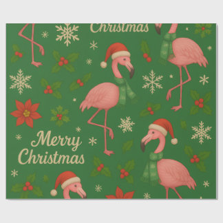 Flamingo Noel: Holly Jolly Greetings  Cadeaupapier