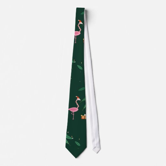 Flamingo Noël Kerst Knoop Emerald Stropdas (Voorkant)