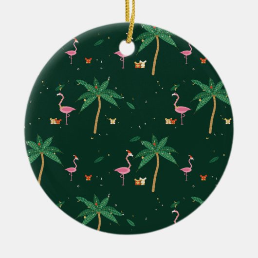 Flamingo Noël Kerst Ornament Emerald (Voorkant)