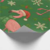 Flamingo Noel: Kerstelijke Groeten Cadeaupapier (Hoek)