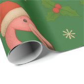 Flamingo Noel: Kerstelijke Groeten Cadeaupapier (Rol Hoek)