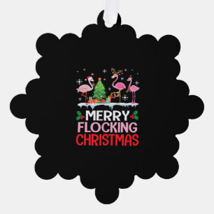 Flamingo Noel-Petten die dansen op sneeuwvlokken Ornament Kaart