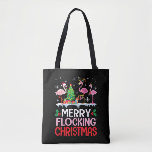Flamingo Noel-Petten die dansen op sneeuwvlokken Tote Bag