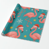 Flamingo Noel: Winterwensen Cadeaupapier (Uitgerold)
