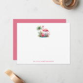 Flamingo Note Cards met gepersonaliseerde naam Notitiekaartje (Voorkant / Achterkant in situ)