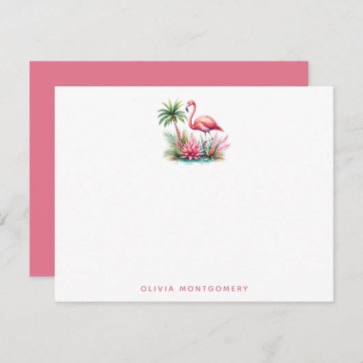 Flamingo Note Cards met gepersonaliseerde naam Notitiekaartje (Voorkant / Achterkant)