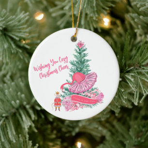 Flamingo Notenkraker Ballet Aangepaste Kerstwens Keramisch Ornament