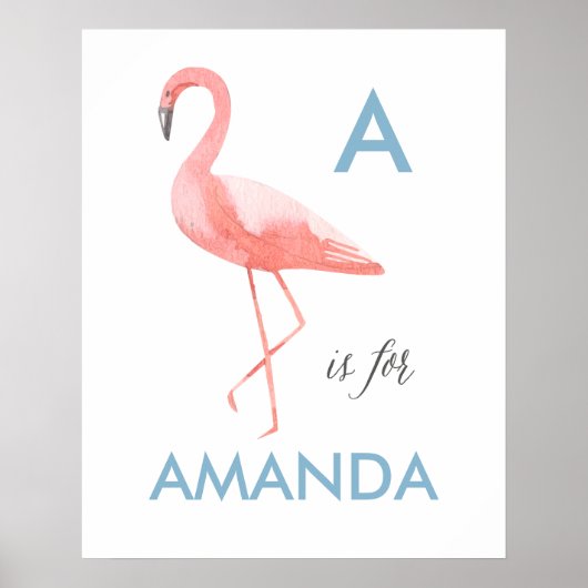 Flamingo nursery art print | Naam Baby (Voorkant)