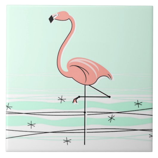 Flamingo Ocean Aqua flip tile Tegeltje (Voorkant)