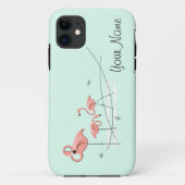 Flamingo Ocean Aqua Trio 'Naam' iPhone hoesje (Achterkant)