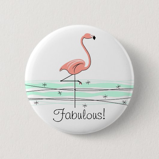 Flamingo Ocean 'Fabulous!'-knop Ronde Button 5,7 Cm (Voorkant)