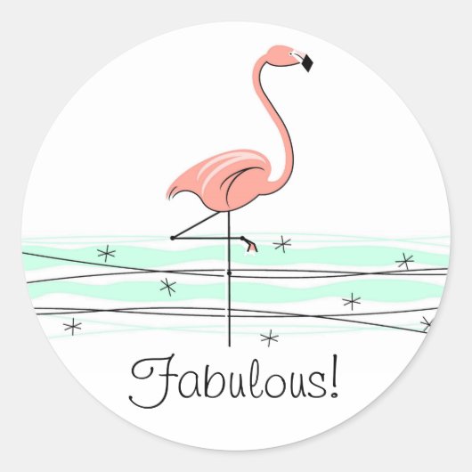 Flamingo Ocean Fabulous! sticker! Ronde Sticker (Voorkant)
