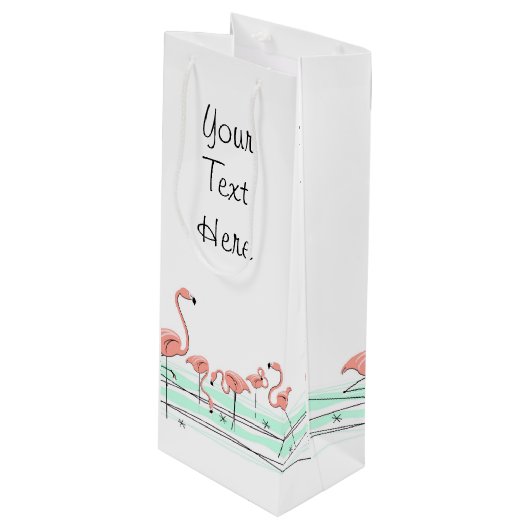 Flamingo Ocean Group Jouw tekst fles Wijn Cadeautas (Voorkant Gekanteld)