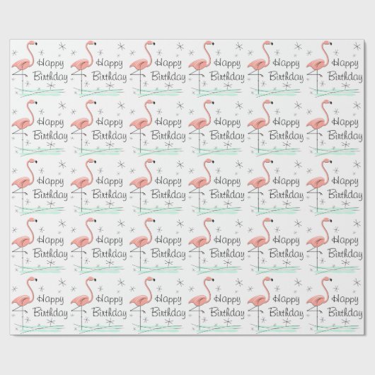 Flamingo Ocean 'Happy Birthday' Cadeaupapier (Vlak)