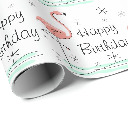 Flamingo Ocean 'Happy Birthday' Cadeaupapier (Rol Hoek)
